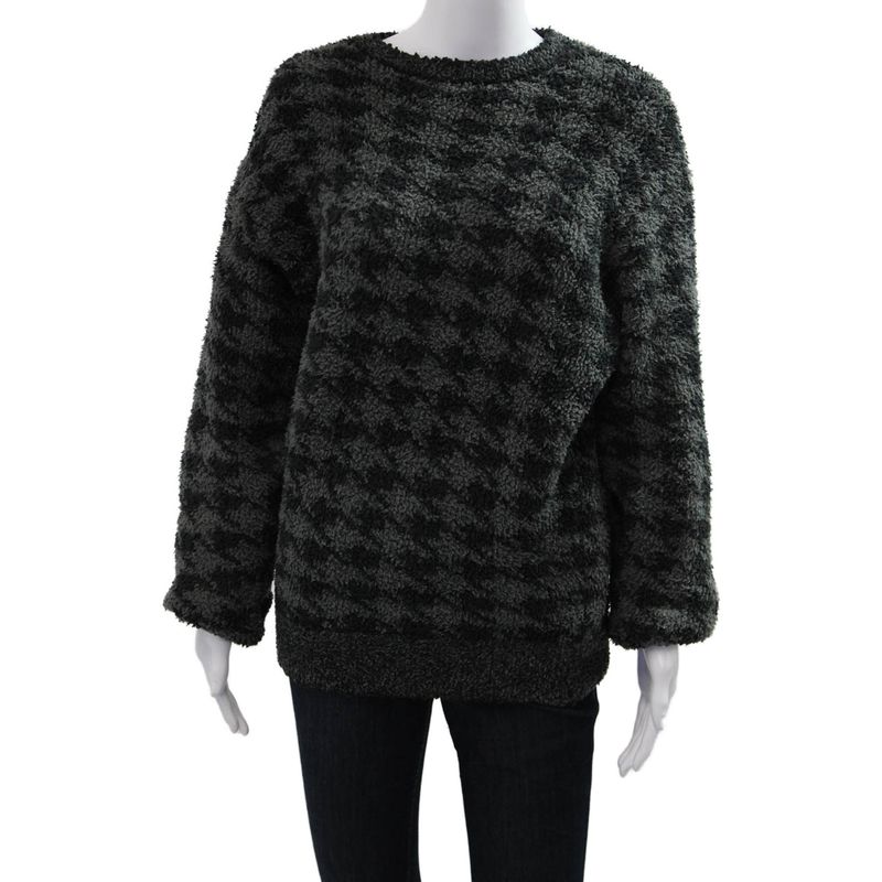 Skims Unisex Dark Gray Check Pullover Sweater Crew Neck Long Sleeve Size S